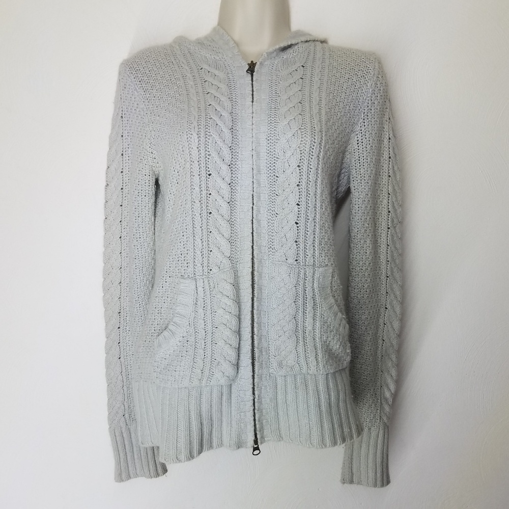 Maurices Light Blue Cable Knit Zip Sweater